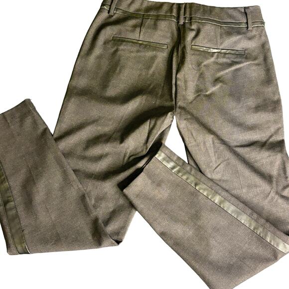 Vince Black Wool Faux Leather Piped Trouser Pants Skinny Womens 0 - Picture 5 of 14